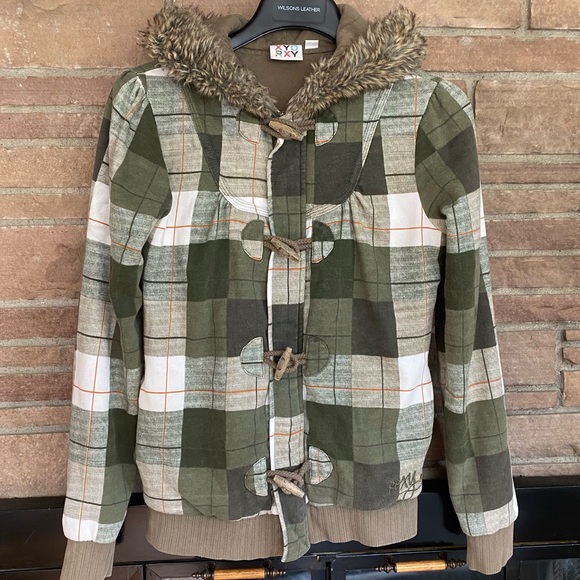 Roxy Jackets & Blazers - Roxy Green Plaid Jacket